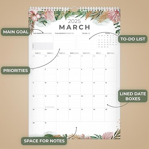 Miniatura 3 de Clever Fox Calendario de pared 2024-2025  Calendario vertical de 24 meses con líneas para 24  25  Calendario anual y mensual de papel para