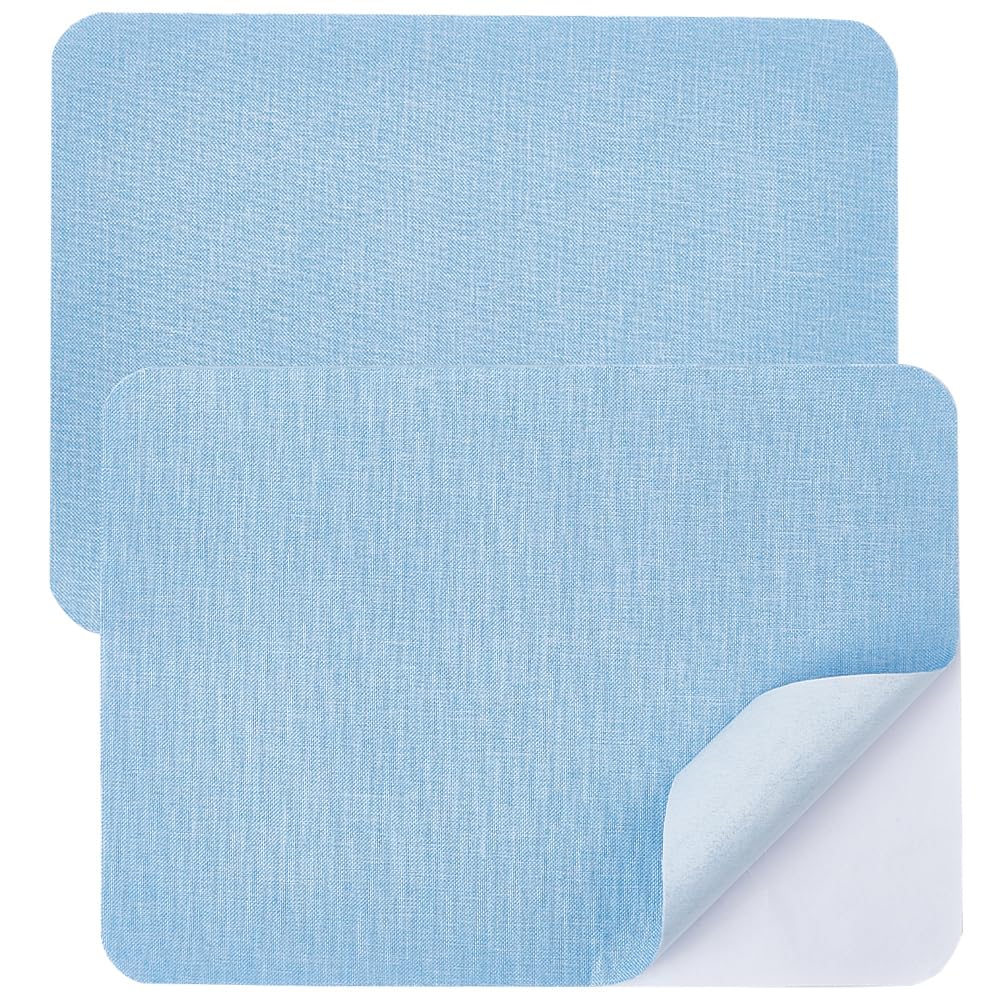CRASPIRE 2Pcs 11 x 8in Linen Repair Patches Self Adhesive Linen Fabric Blue Durable Canvas DIY Large Repair Tape Patches for Sofa Couches Furniture