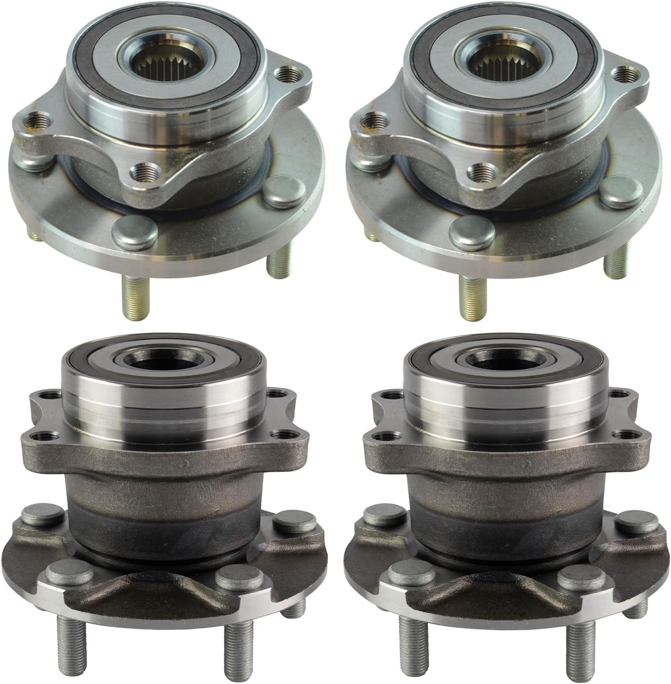 TRQ Front and Rear Wheel Bearing and Hub Assembly Set 4 Piece Compatible with 2015-2020 Subaru Legacy 2015-2020 Outback 2019 Ascent 2019 Forester