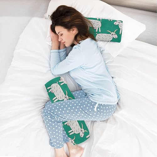 Miniatura 6 de JUNZAN Almohada decorativa con diseño de cabra de dibujos animados, almohada redonda para silla para el cuello, con cremallera, almohadas