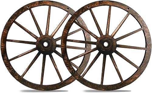 Miniatura 2 de (2 piezas) Rueda de carro de madera, decoraciones de fiesta occidental para bar, garaje, cafetería, decoración de fiesta de vaquero de estudio,