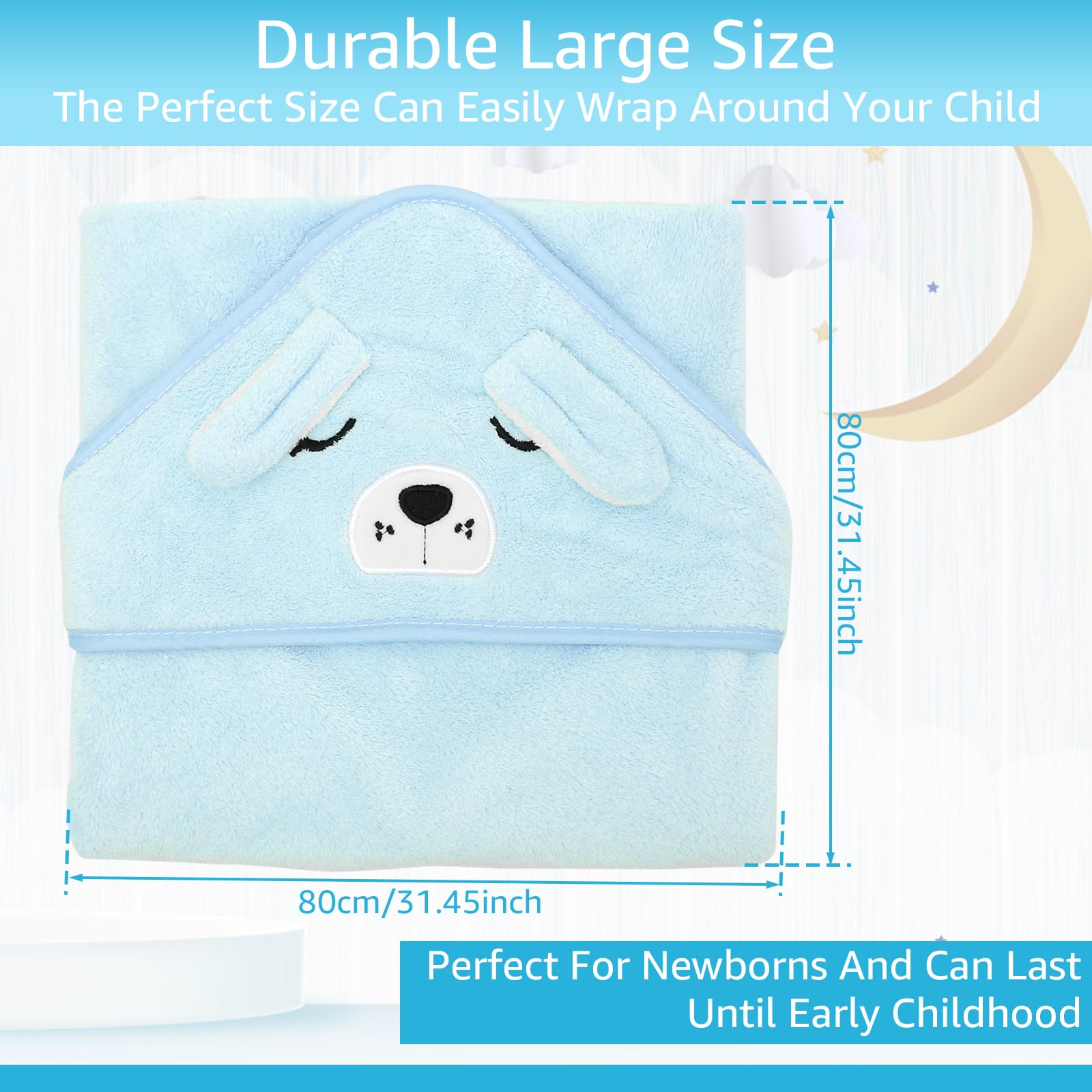 Asciugamano Con Cappuccio Per Bambini - Pile Corallo, 100x65cm, Morbido, Per Spiaggia E Bagno - Foto 6