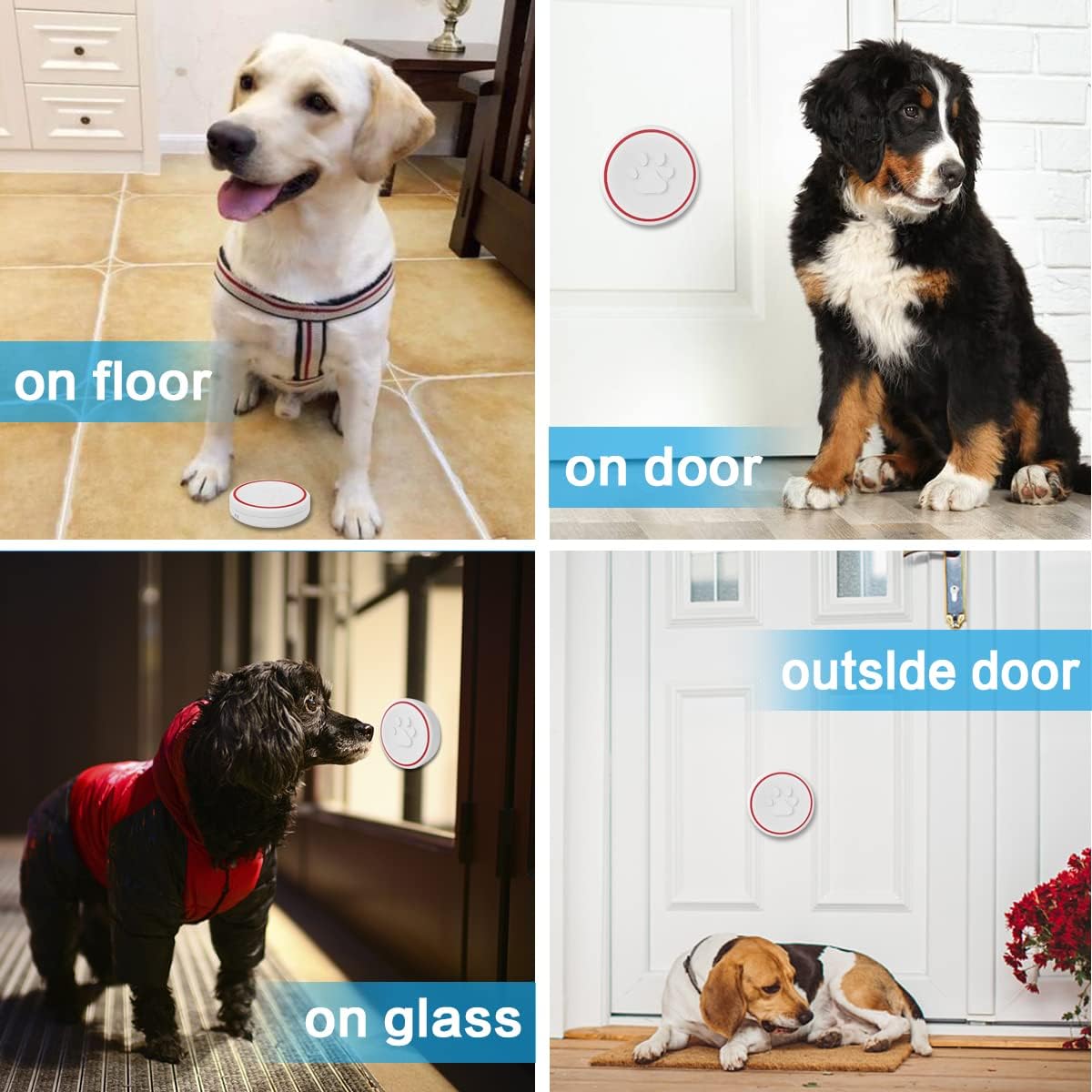 ChunHee Dog Doorbell-Dog Doorbells for Potty Training-Wireless Dog Door Bells for Dogs Cats Training, Waterproof Touch Buttons, Dog Doorbells for More Puppies (1 Receiver & 3 Transmitters) : Pet Supplies