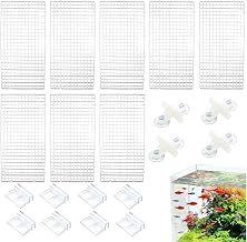 Guangyu Aquarium Dividers Set of 8 Plastic Grid 15 x 30 cm with Suction Clips and Brackets Versatile Divider for Ground Protection, Fish Farming, Aquascaping and Dividing