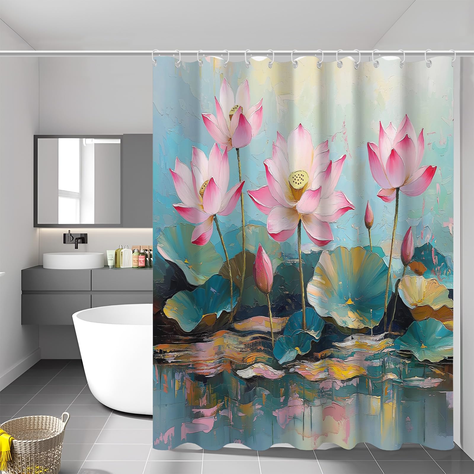 Rideau de bain feuilles vertes pour créer une ambiance spa zen dans votre salle de bain