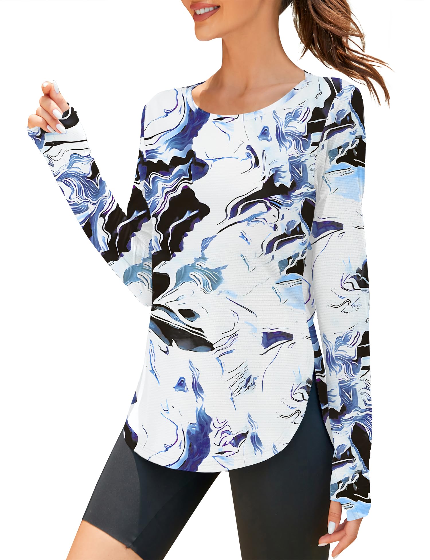 Rapbin UV Shirt Damen Langarm Sportshirt Damen UPF 50+ Leichtes Atmungsaktiv Funktionsshirt Sport Oberteile Damen Rundhals Fitness Activewear with Daumenloch