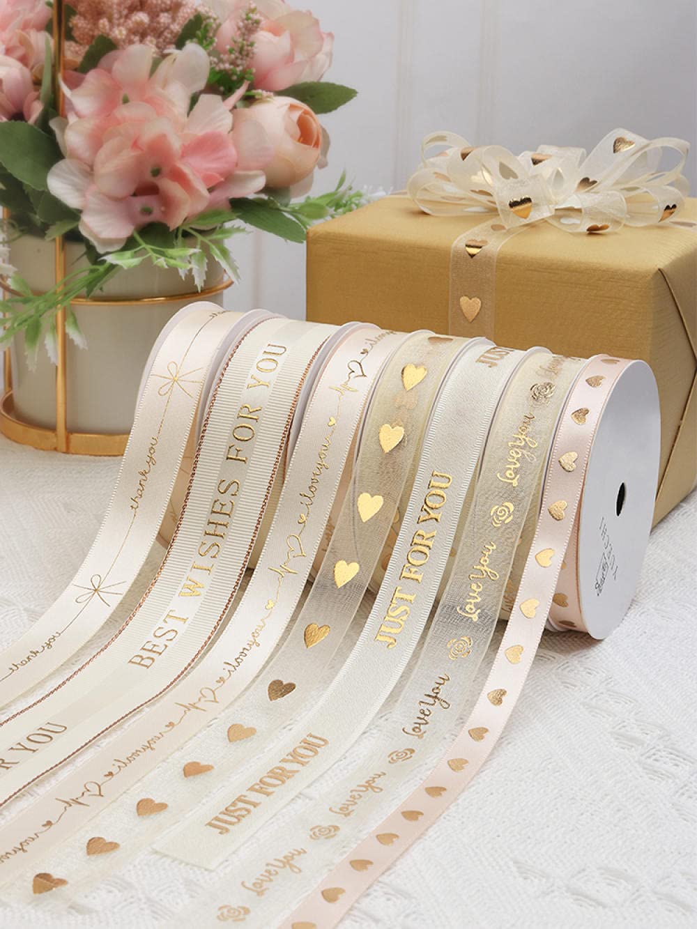 Ribbons For Gift Wrapping Ribbon For Fabric Satin Ribbons Kolor Z Urodziny Walentynki Prezent Prezent Pudełko Dekoracja Wstążka Ślub Ślub Kwiaty Opakowanie Wstążka-Dziękuję (2 Cm Szerokości)