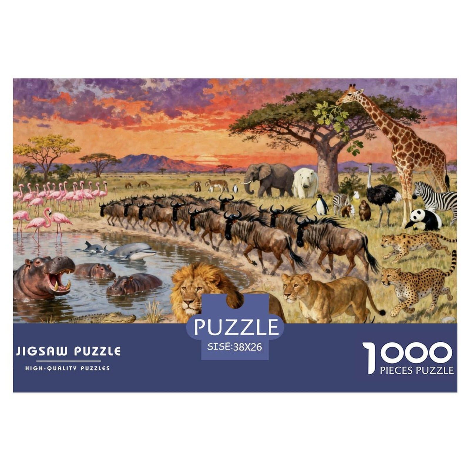 Wild Animals Wooden Jigsaw Puzzle Waterproof 1000 Piece Puzzles for Adults Fun Home Decoration — image 1
