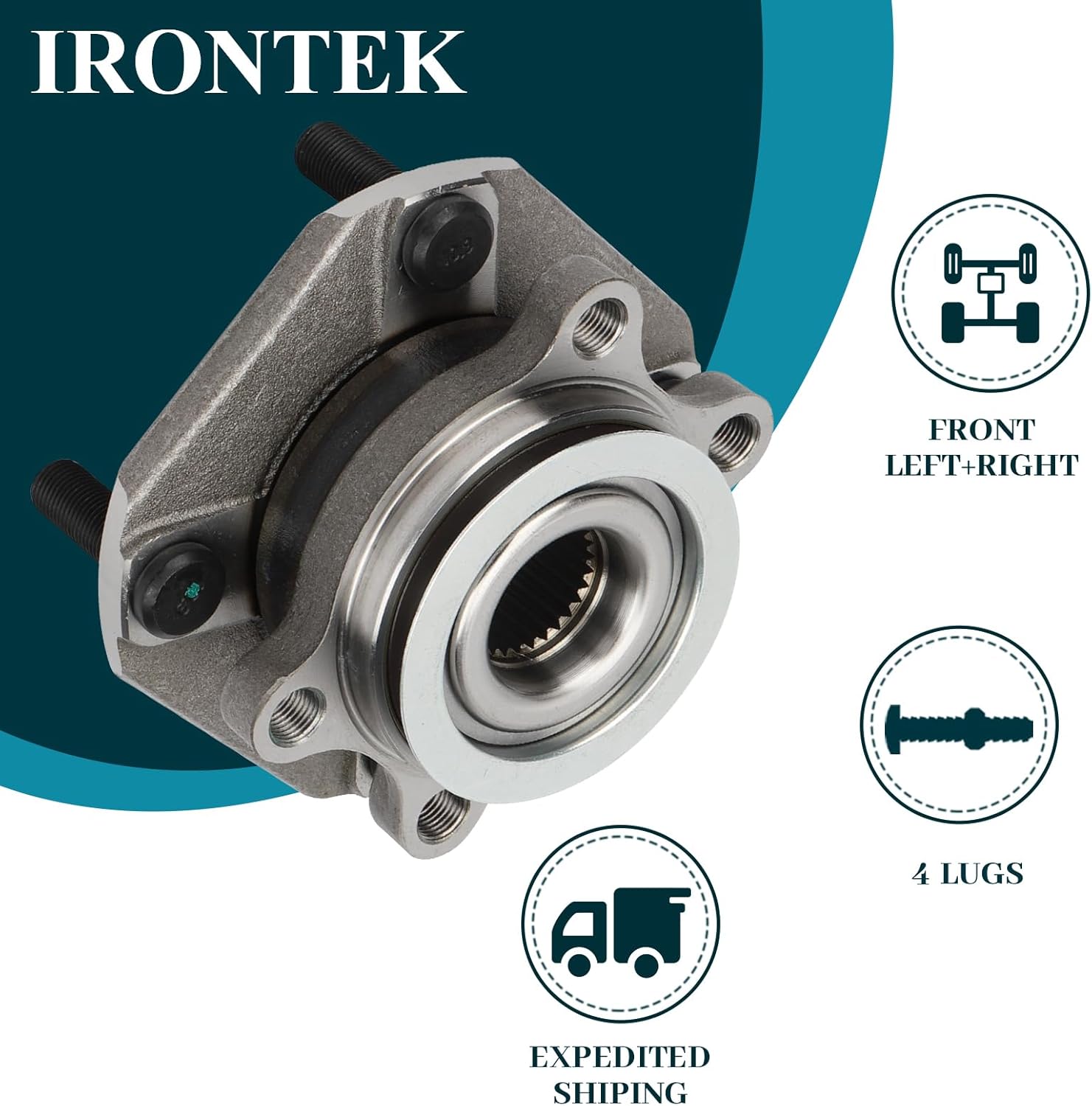 IRONTEK 513299x2 Front Wheel Bearing and Hub Bearing Assembly 4 Lugs Fits 2007-2012 for Nissan SENTRA Base Model L4, for Nissan SENTRA S L4
