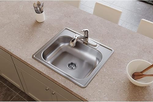 Miniatura 2 de Elkay D12522 Dayton Fregadero de Cocina de Acero Inoxidable de 25" de Empotrar de Una Sola Cubeta - 1 Orificio para Grifo