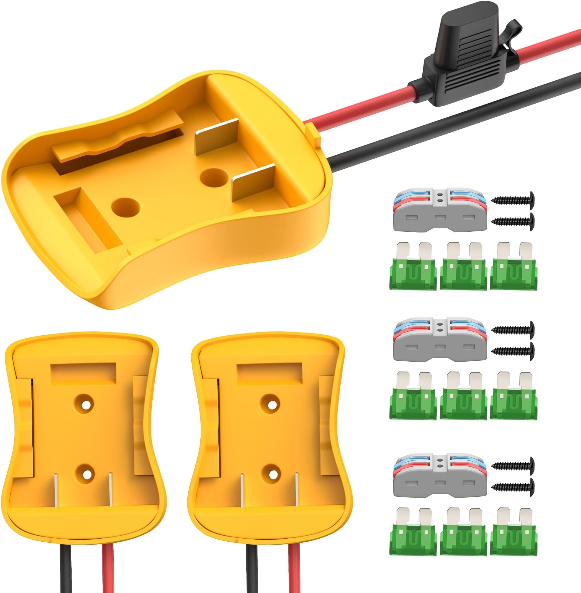 RVBOATPAT Power Wheel Battery Adapter Compatible with Dewalt 20V Battery Adapter Converter Kit 12 AWG Wire with Fuses and Connectors - 3 Pack