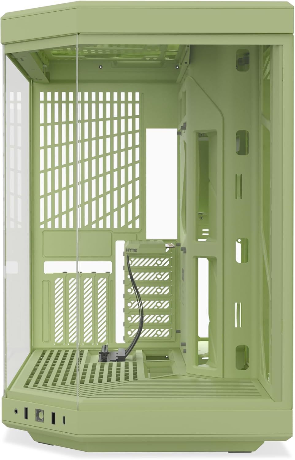 Hyte Y70 Mid-Tower ATX Gaming PC Desktop Case - Panoramic Tempered Glass - Dual Chamber - High Airflow Chassis - PCIE 4.0 Riser Cable Included - New Modern Aesthetic - Matcha Milk (Green) - 2