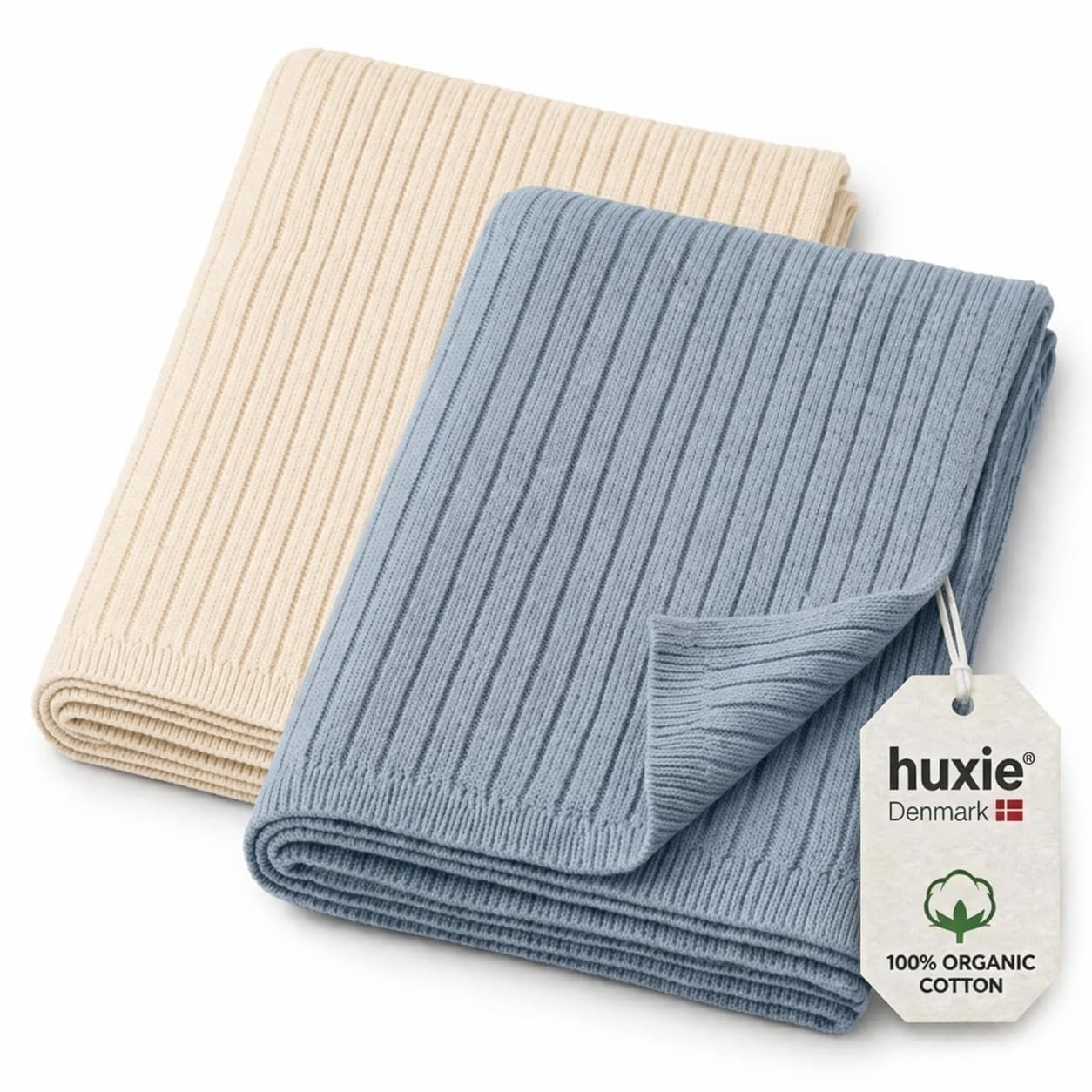 Knit Baby Blankets 2-Pack for Boys – 100% Organic Cotton, Crib Quilts