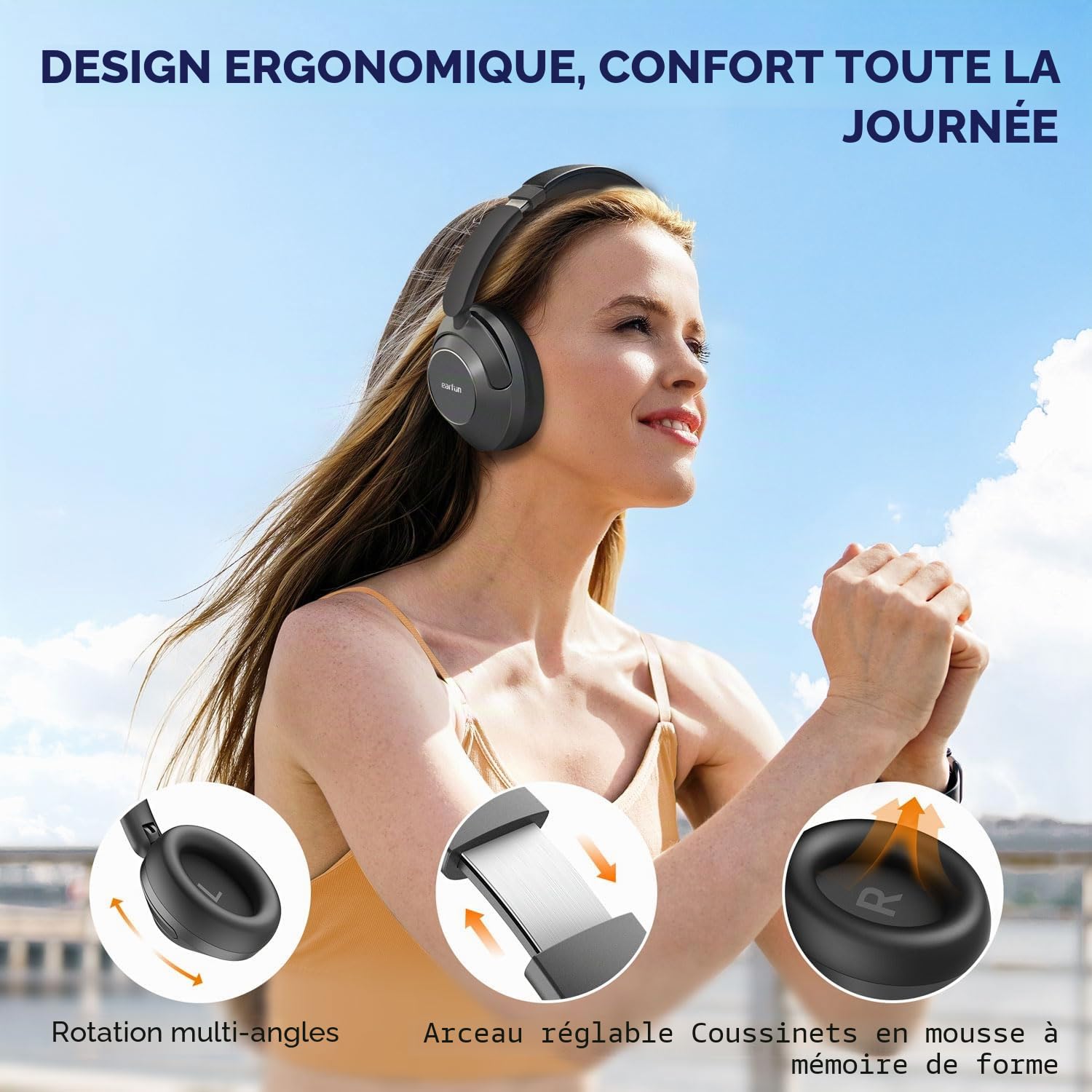 EarFun Wave Pro Casque Bluetooth sans Fil Réduction de Bruit Hybride