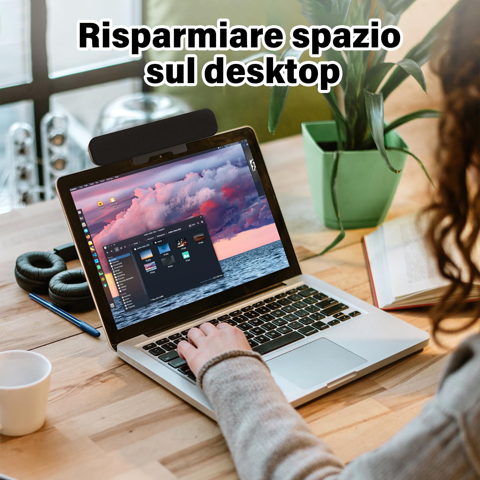 Altoparlanti PC, Casse PC Usb per Desktop, Laptop, Altoparlante Speakers Soundbar Portatile con Design a Clip per Monitor, Plug and Play