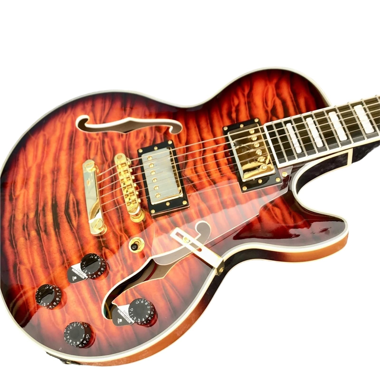 Standard Gitara Elektryczna 6 Strunowe Cewki Do Gitary Elektrycznej Semi Hollow Body Rozdzielające Profesjonalną Wydajność