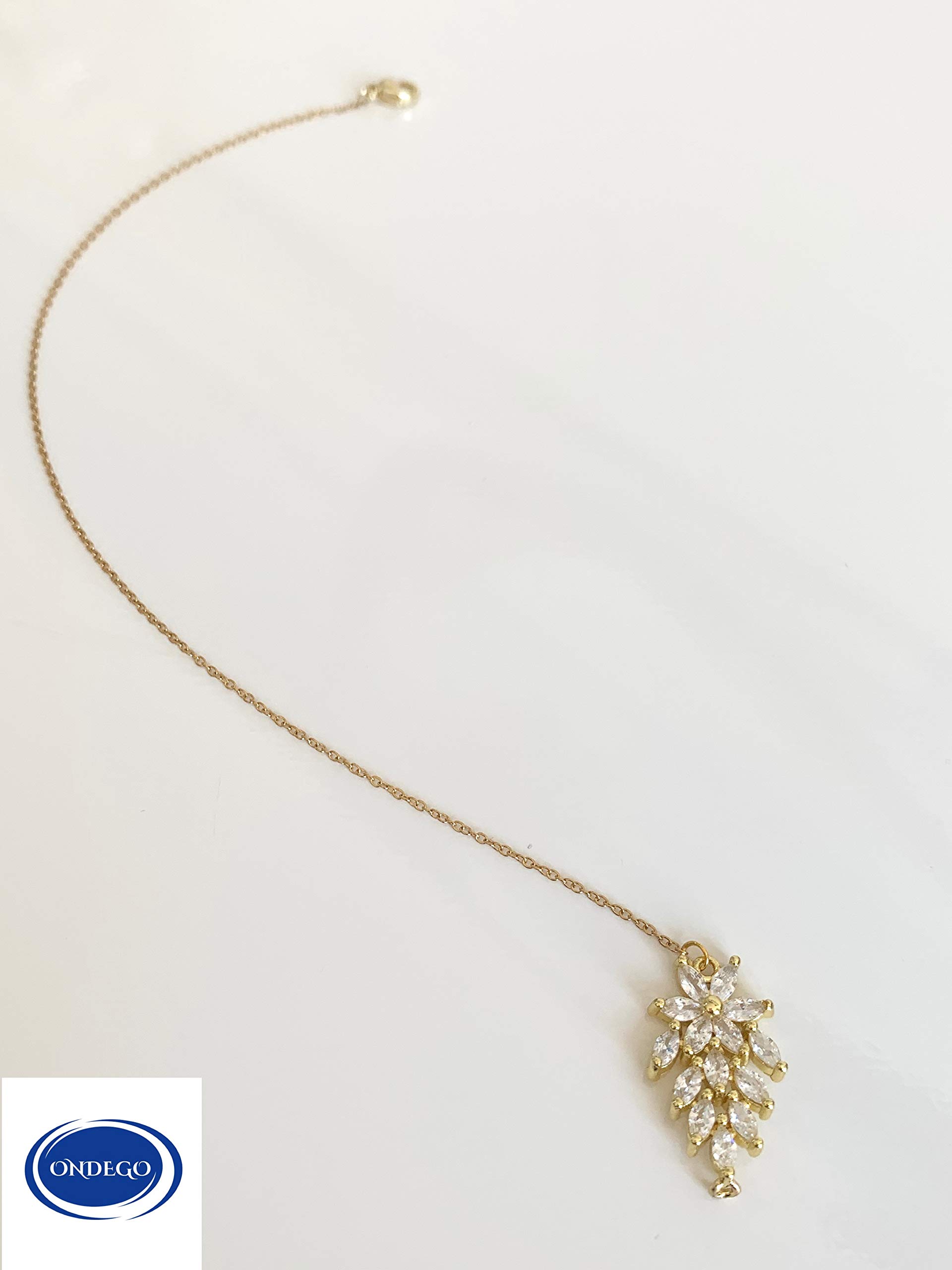 ZIRKONIA GOLD Schmuckset Brautschmuck Rückenkette Handmade dezent elegant Brautjungfer Geschenk
