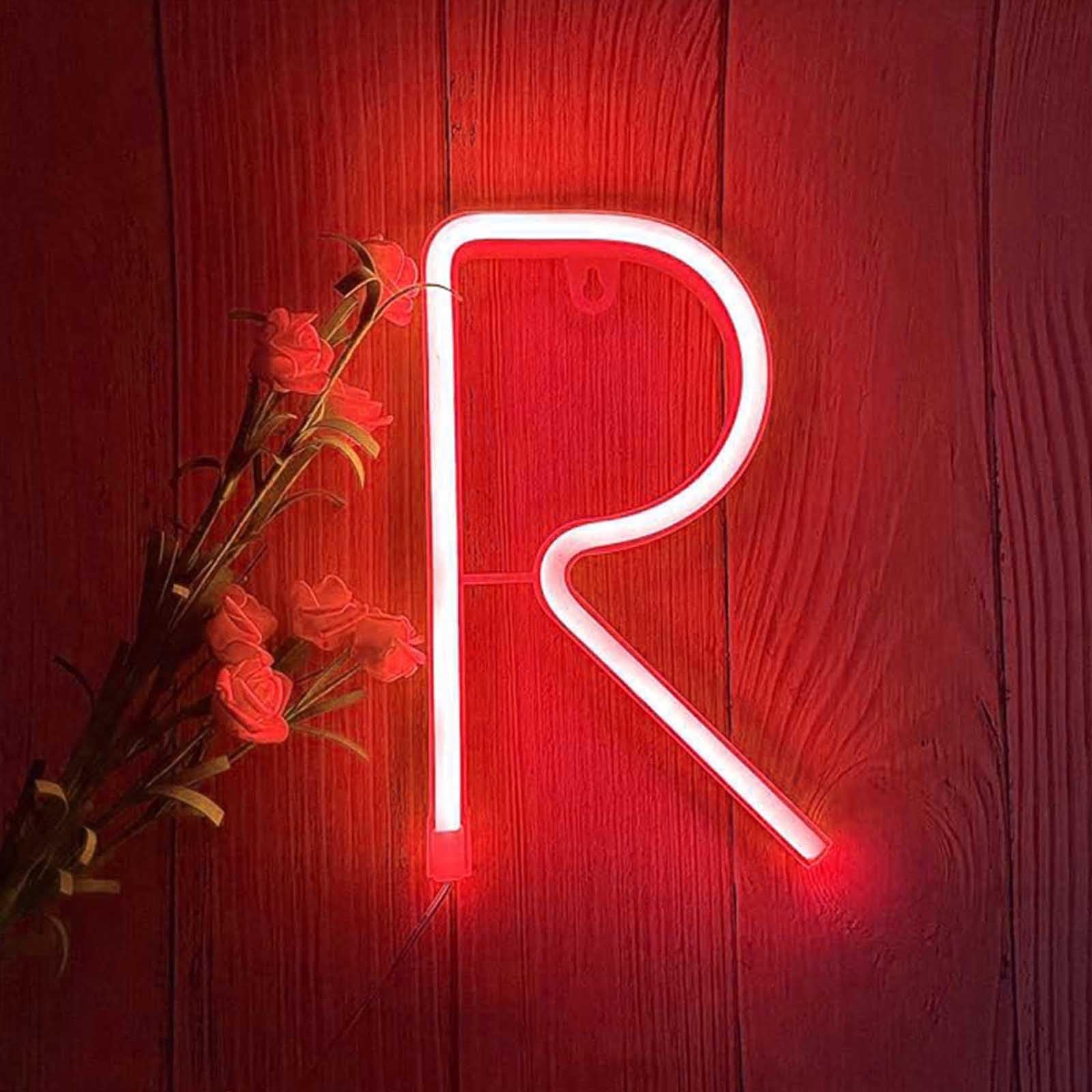 Custom Red Neon Light with USB/Battery Option Energy-Efficient LED Letters for Home Bar Cafe Shop Signage Durable & Waterproof for Year-Round Decor(Letters R) — image 1