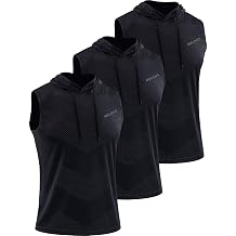 Neleus Men's Workout Tank Tops 3 Pack Sleeveless Running Shirts with Hoodie