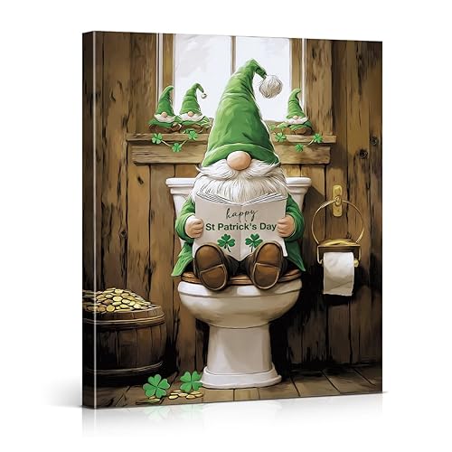 Funny Gnome St. Patrick's Day Bathroom Wall Art Print Leprechaun
