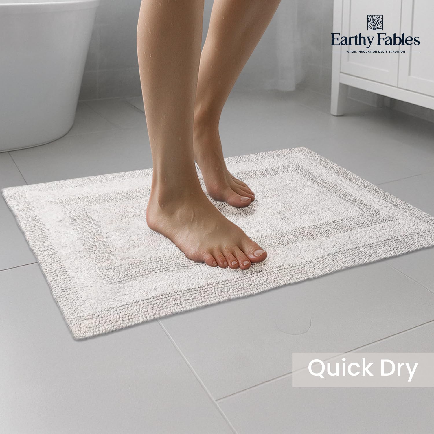 Premium Cotton Reversible Bath Mat - Earthy Fables -5
