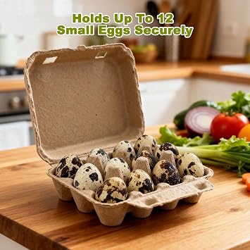 1 Dozen Paper Pulp Small Quail Bird Egg Cartons Cheap Bulk Farm Fresh Eggs hatching Box Tray Basket Countertop Holder Storage Container Reusable Button Quail Supplies 12 Count (20)