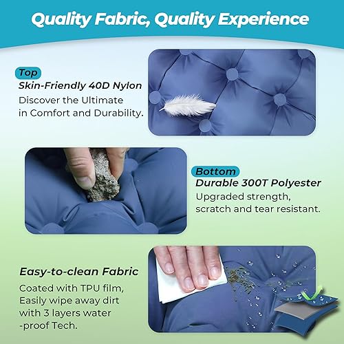 Miniatura 5 de CALMCREST Colchoneta de dormir para campamento, almohadilla de dormir aislada de 4 pulgadas de grosor para invierno, colchón inflable ultraligero