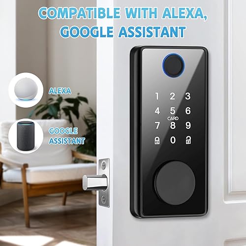 Miniatura 3 de MDHAND Cerradura de puerta de huellas dactilares, cerradura de puerta de entrada sin llave, cerraduras inteligentes para puerta delantera con