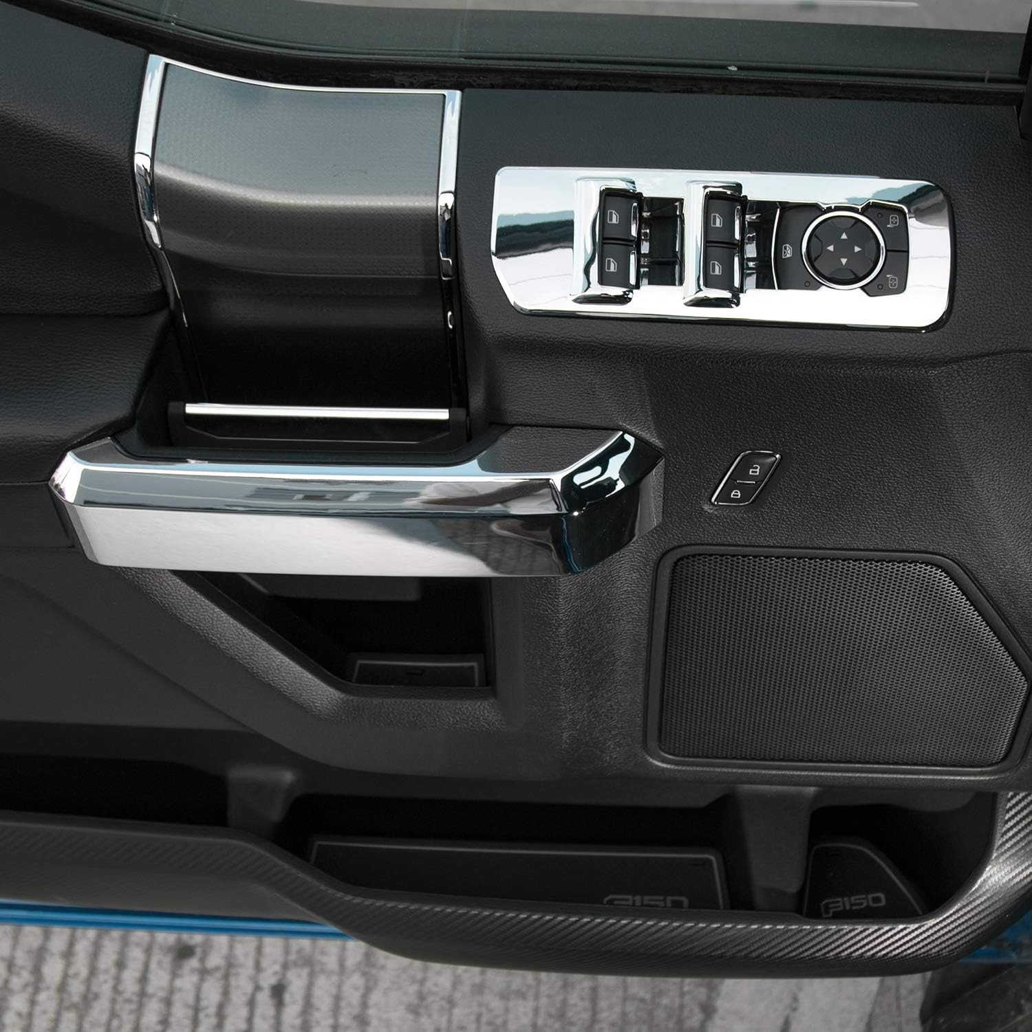 JeCar Car Inner Door Grab Handle Decoration Trim Cover for 2015 2016 2017 2018 2019 2020 Ford F150 (Chrome)