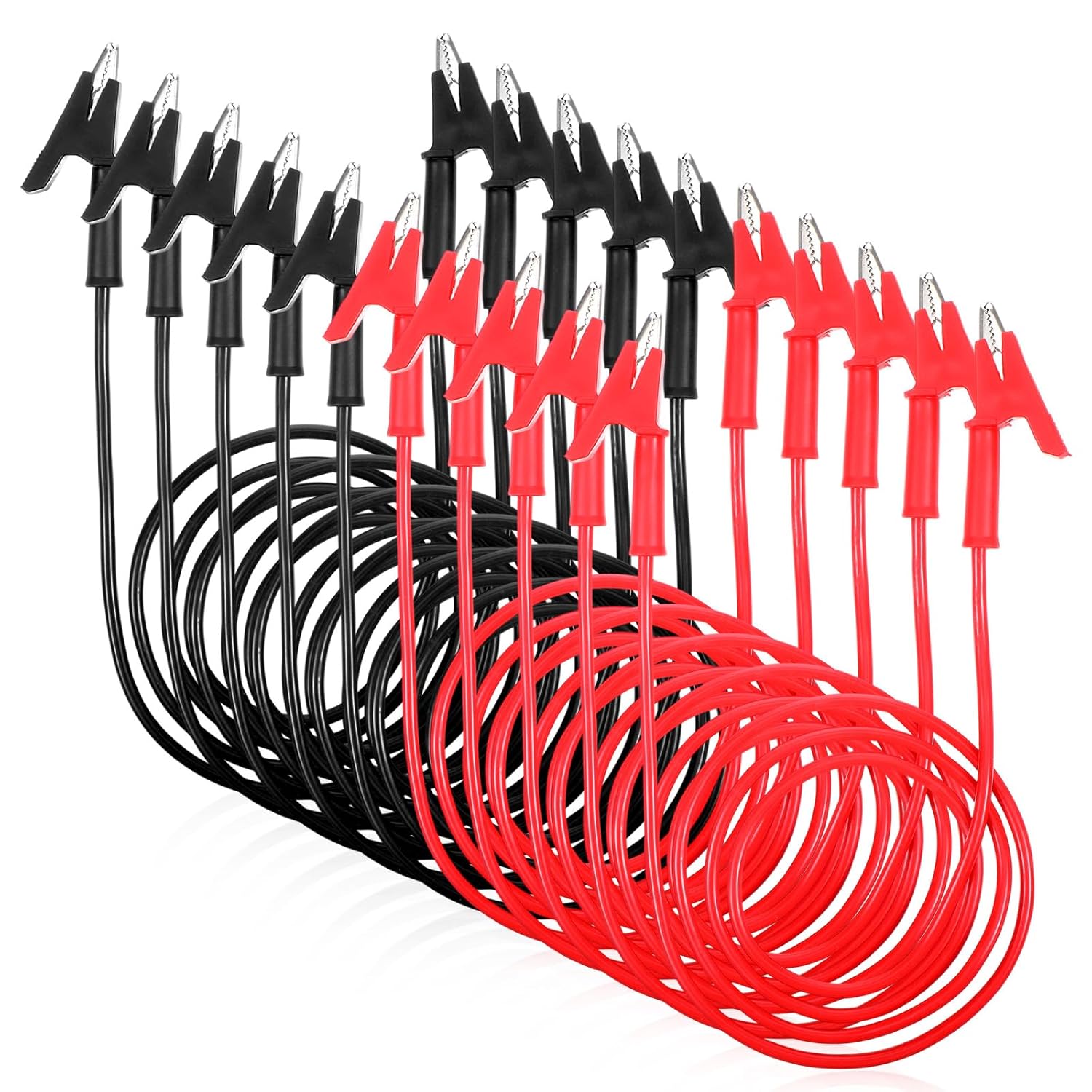 10 Pcs 14 Gauge Jumper Wires Alligator Clips to Alligator Clip Electrical Test Wires Set Silicone Flexible Cable for Electrical Testing (3.3 Ft)