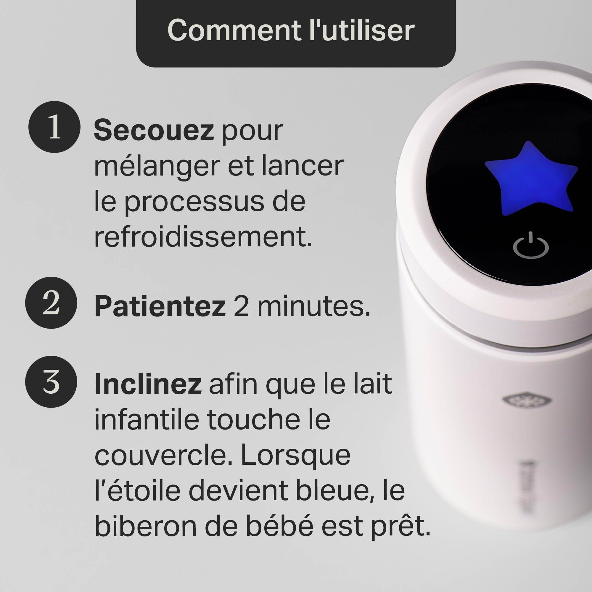 Tommee Tippee PrepGo Kit Préparateur, refroidit le lait infantile à la bonne température en 2 minutes, Perfect Prep portable, gourde chaude et froide avec affichage de la température