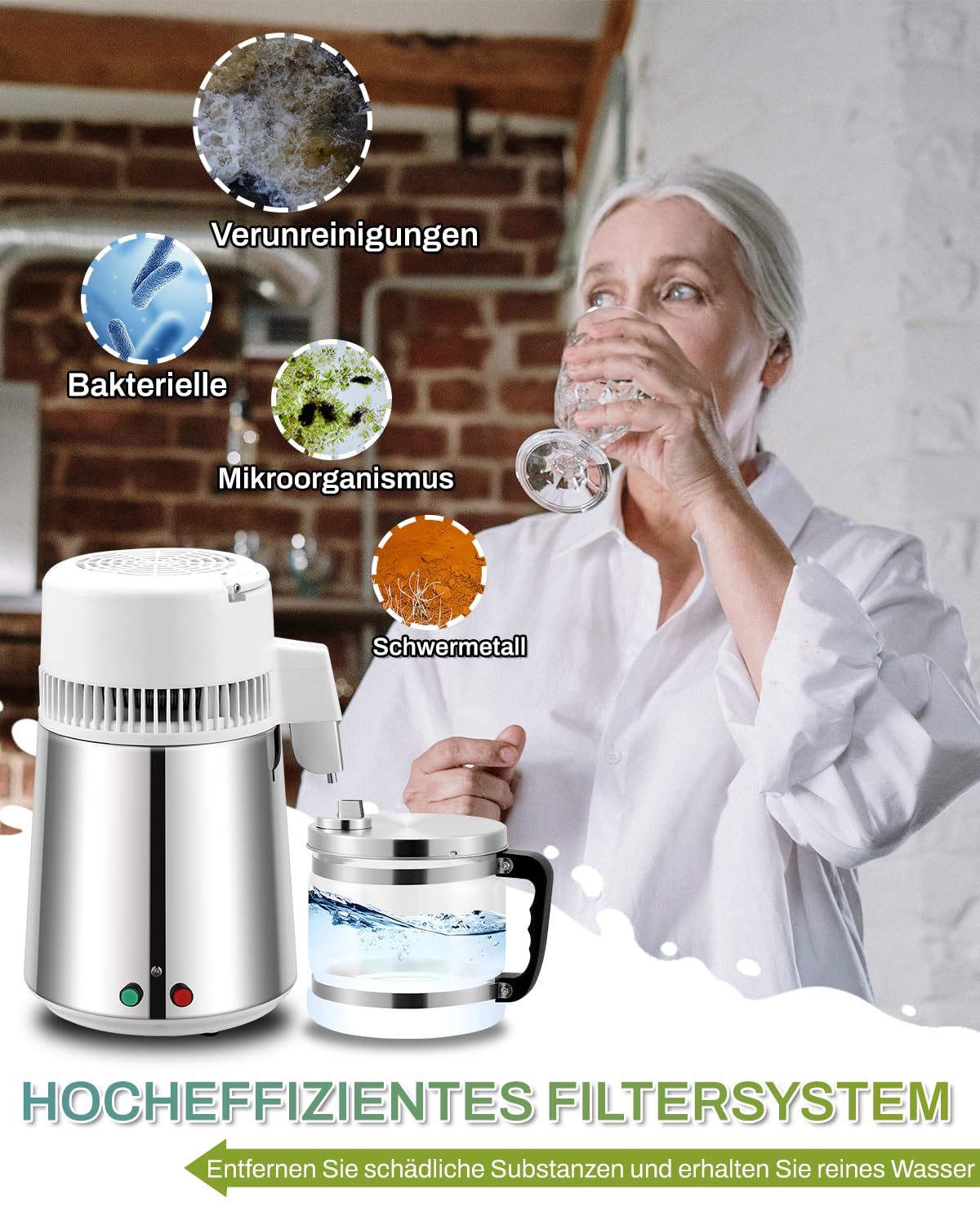 Destilador de agua 4L destilador agua de acero inoxidable máquina destiladora de agua 220V Water Distiller para destilar agua pura en casa con jarra
