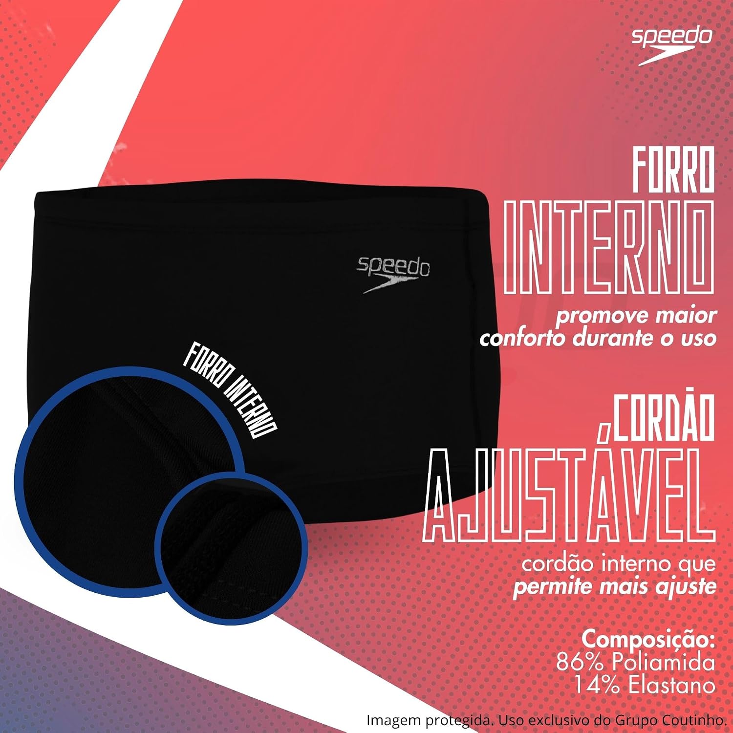 Sunga Tradicional Proteção Solar Speedo Masculina Adulto