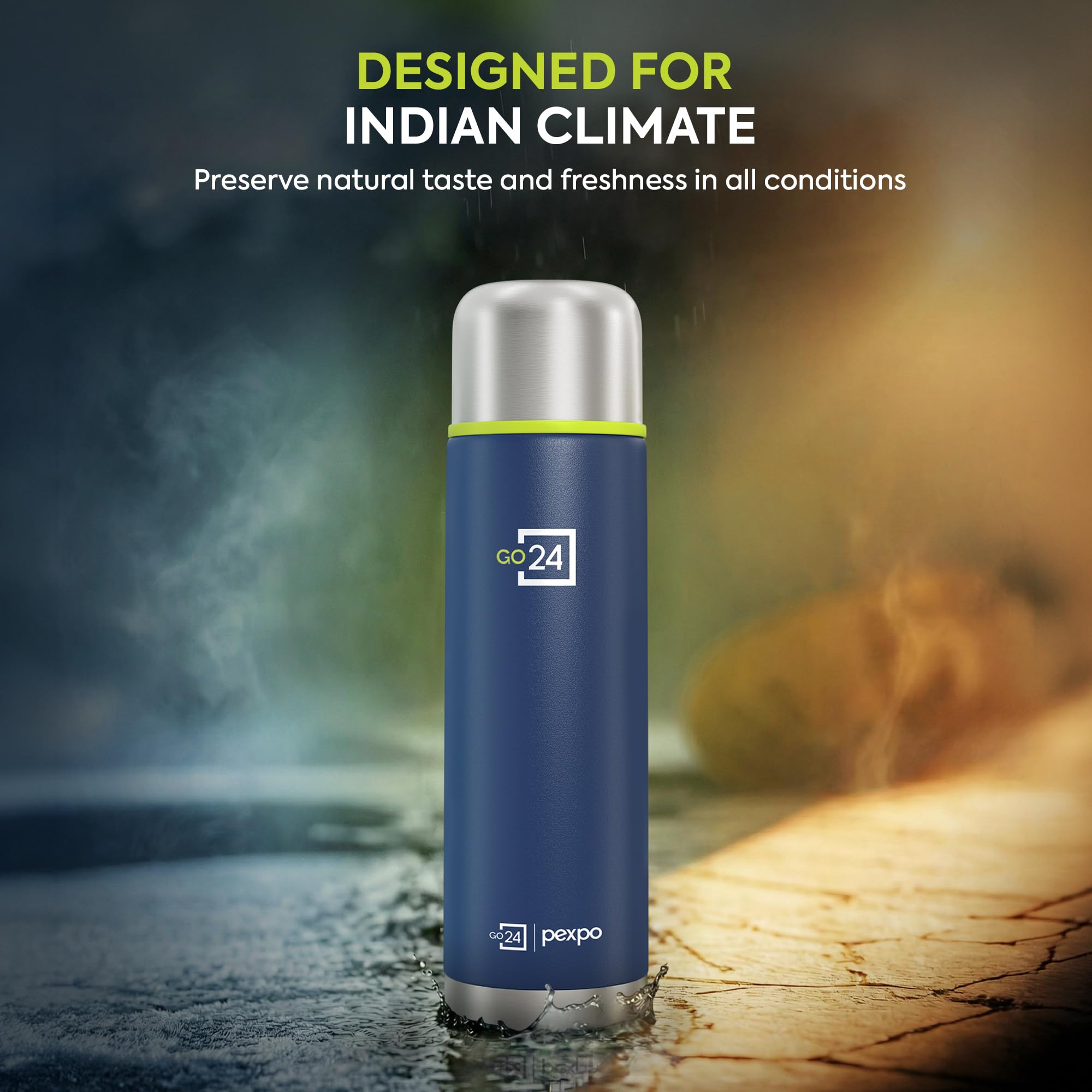 Flamingo Stainless Steel Water Bottle - Denim Blue -5