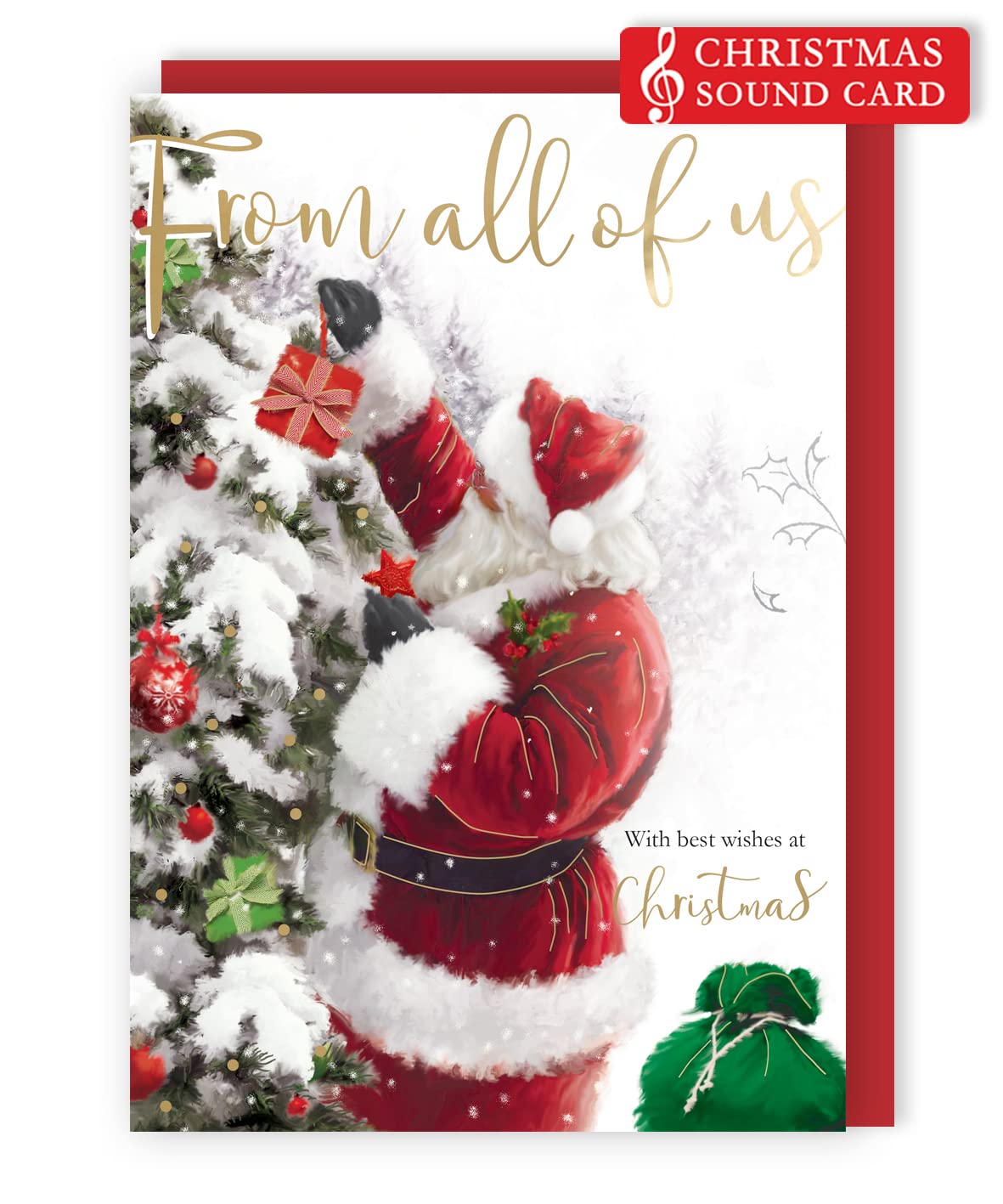 from All of Us Singing Musical Christmas Card Xmas Sound of Christmas Range XSING013, red, 16cm x 24cm - Image 3