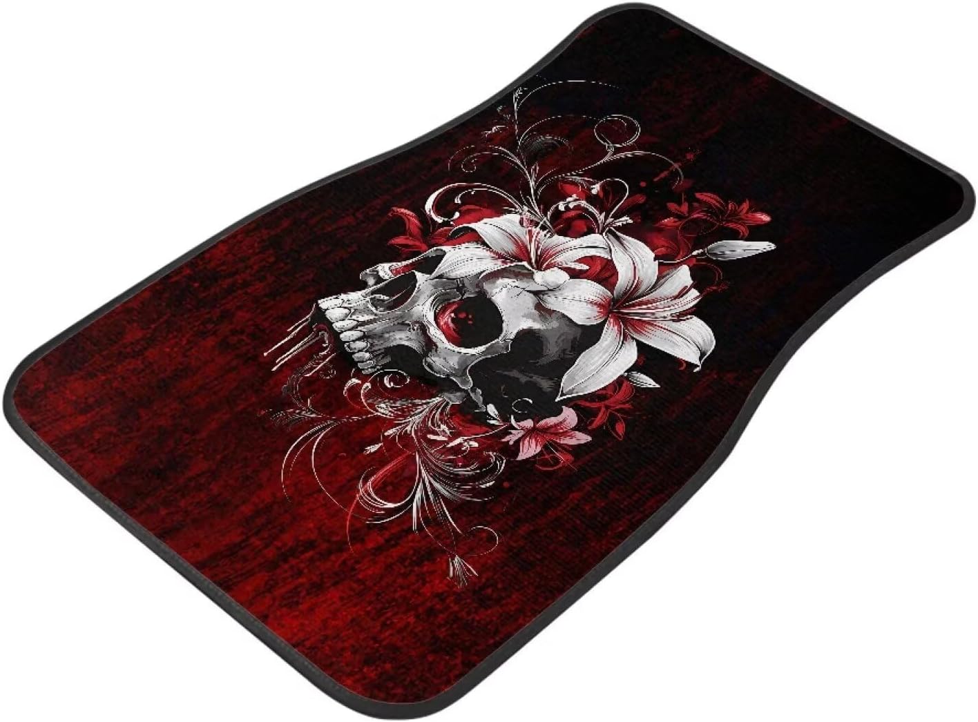 KEIAHUAN Gothic Skull Car Floor Mats Rubber Backing Non-Slip Car Carpet 2-Piece All-Weather Water Absorbent Auto Interior Rugs Fit for Most Sedan/SUV/Truck