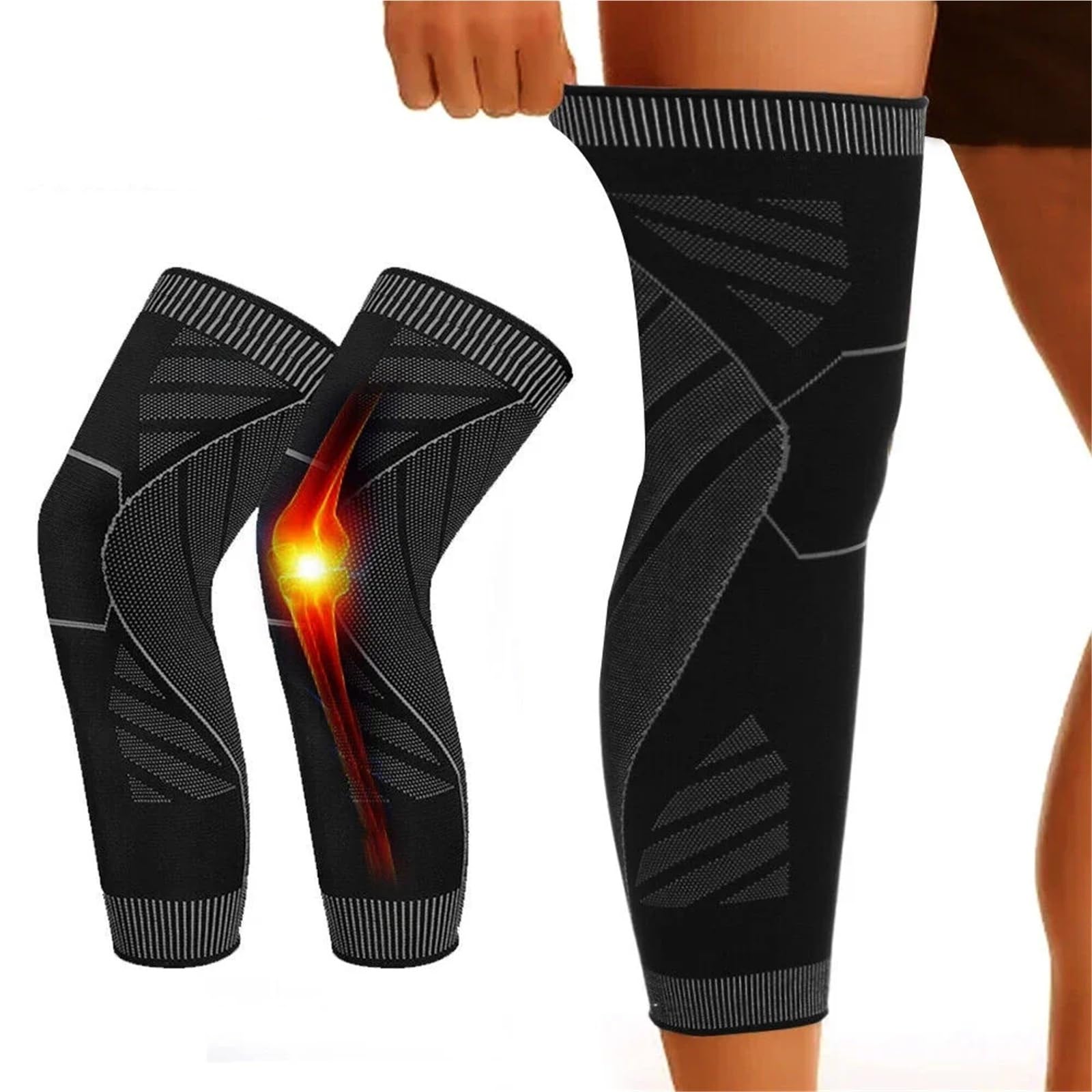 Mangas de compresión for piernas completas, rodilleras, soporte protector Adecuado para correr y andar en bicicleta