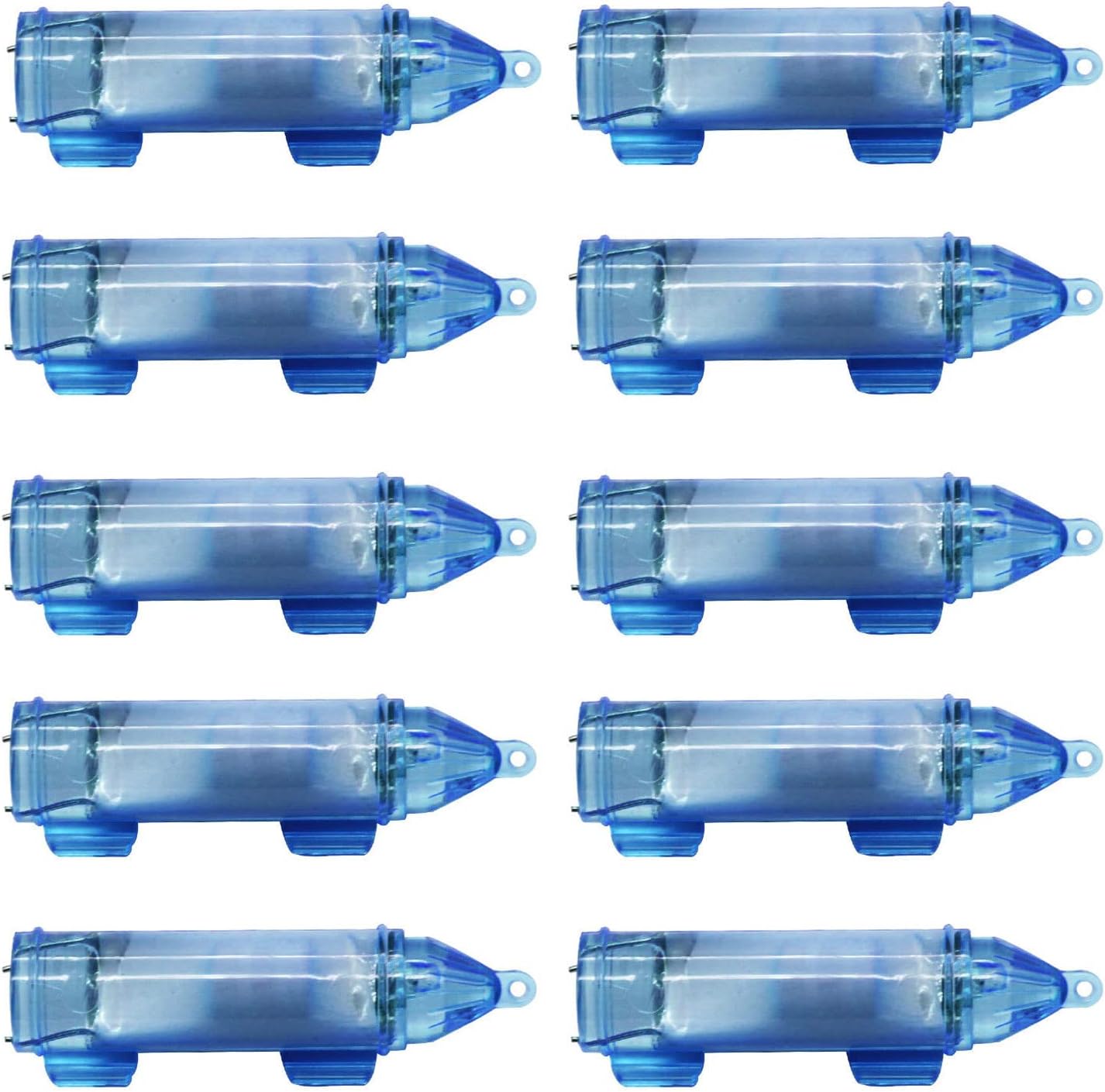 LED Underwater Fishing Light, Deep Drop Lights Waterproof Underwater Fishing Lure Light, LED Blue Lighted Fishing Lures Attractants Set Fish Lamp for Tuna Swordfish, 10 Pack