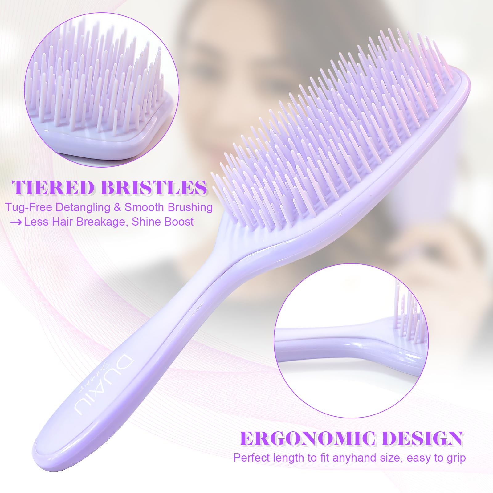 DUAIU Detangle Hair Brush, Detangling Brush for All Hair Types Glide Curly Hair Brush Through Tangled Hair, Eliminates Knots - Image 3