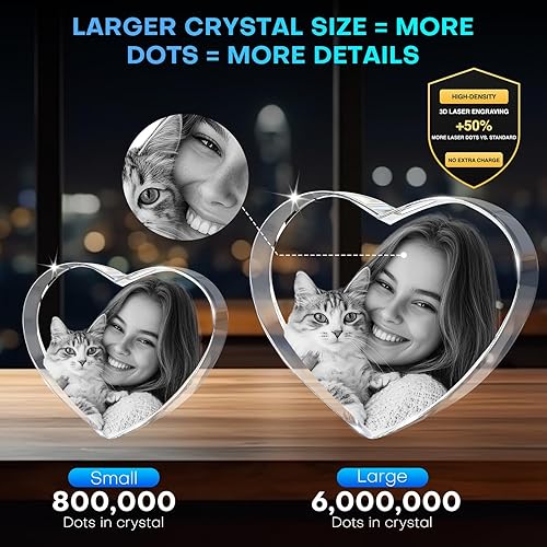 Miniatura 3 de Regalo de pareja para el día de San Valentín, corazón de foto de cristal 3D personalizado, recuerdo de vidrio grabado con láser personalizado para