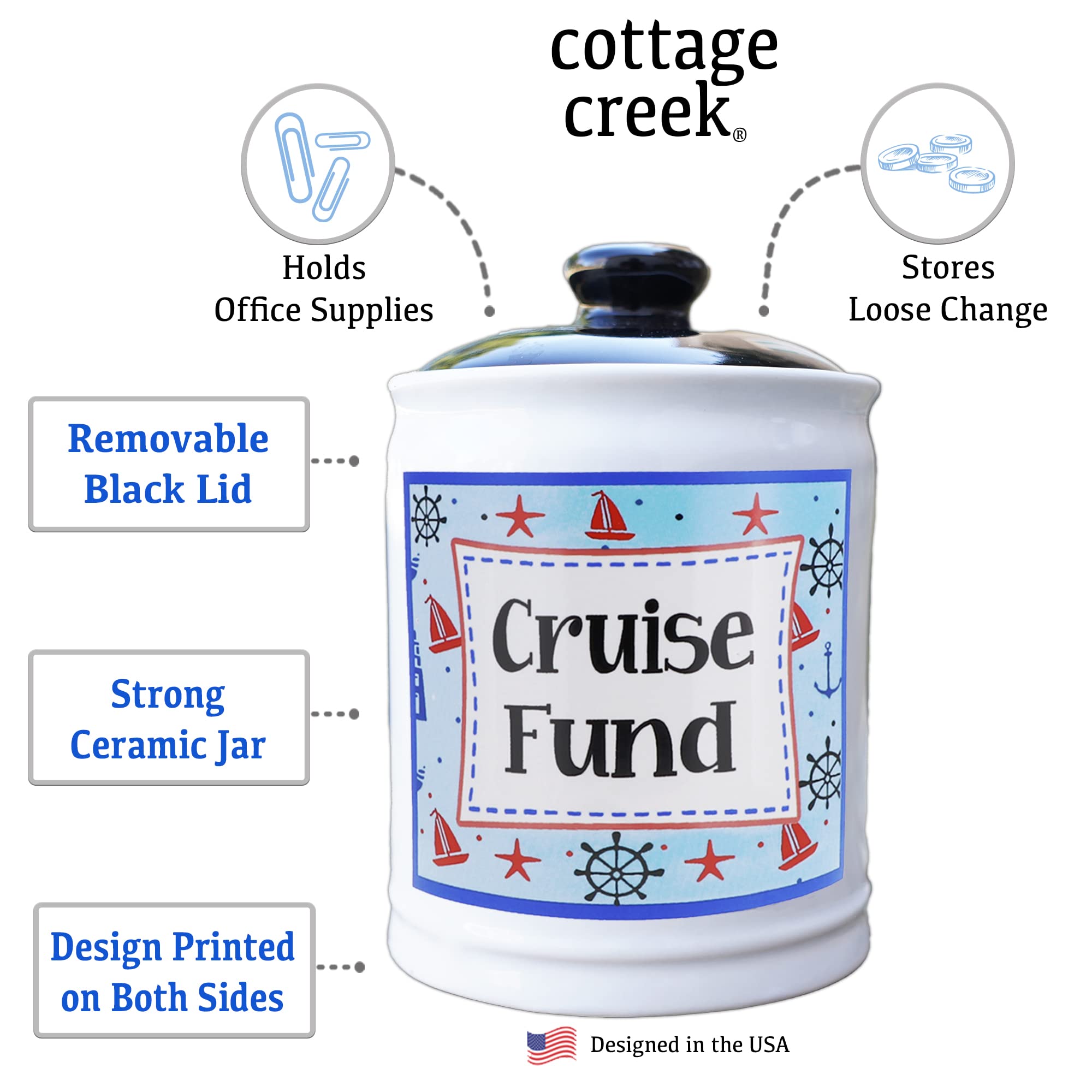 Cottage Creek Cruise Fund Jar - Vacation Essentials, Couples & Wedding Gifts