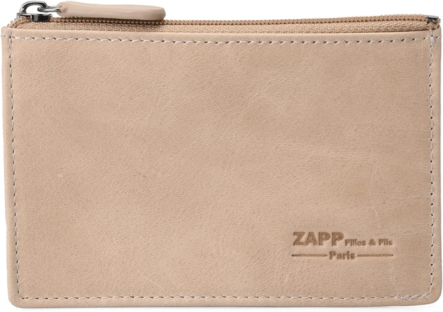 ZAPP – ‘Filante’ Genuine Leather Coin Purse/Keychain with 1 Internal Pocket for Cards and Tickets (Color: Brown)