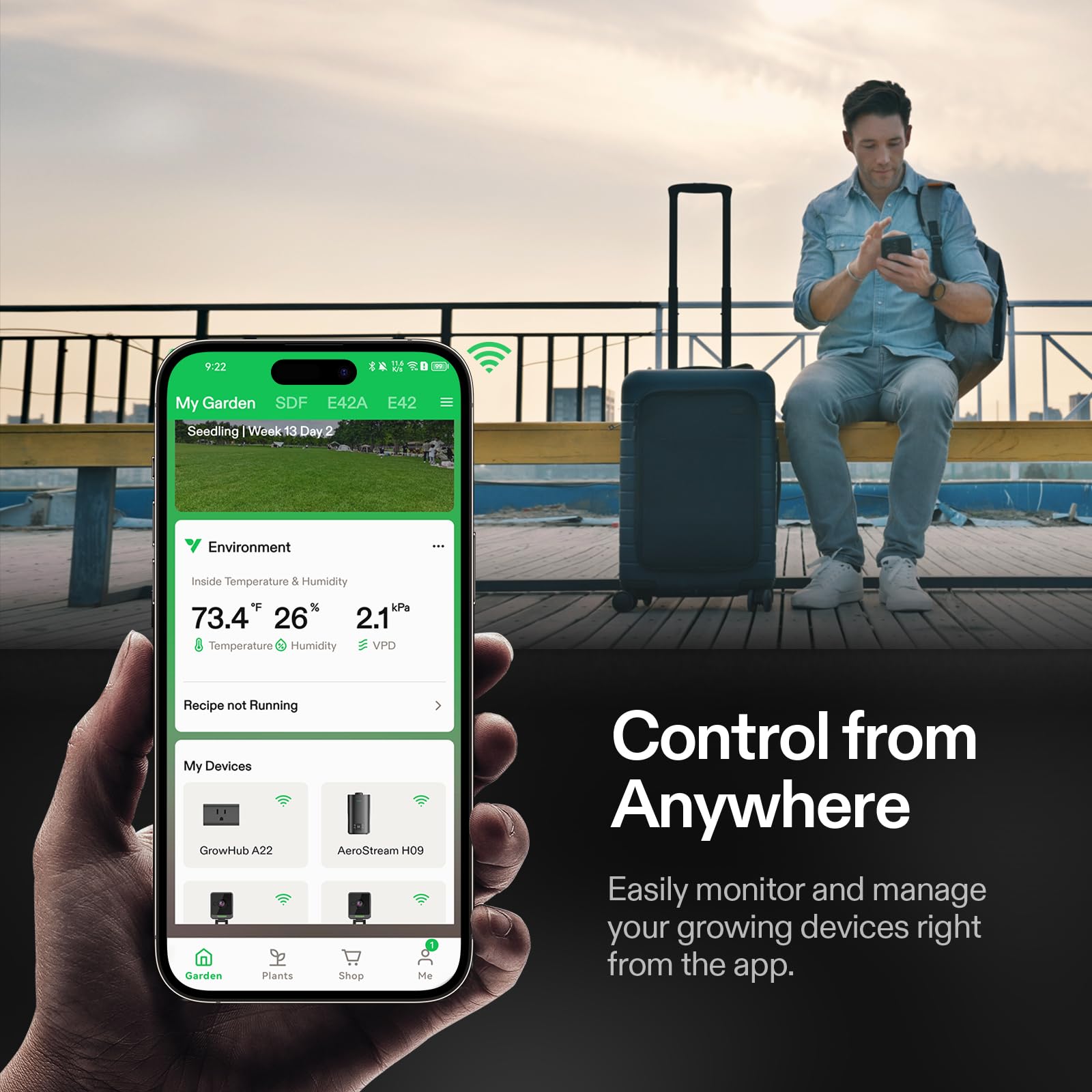 VIVOSUN GrowHub Outlet Controller A22 with Temperature and Humidity Sensor Probe Smart Environmental WiFi-Controller Smart Plug Thermostat 15A — view 5