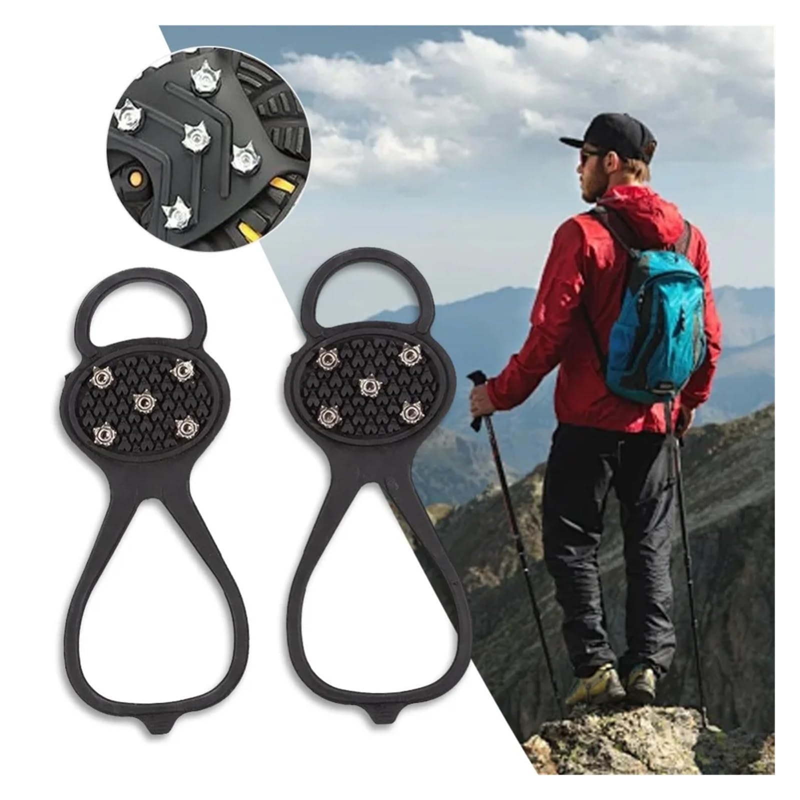Anti-Rutsch-Spikes Klettersteigeisen, 5 Paar, 5/8-Zahn-Antirutschspikes for Outdoor-Aktivitäten Wie Bergsteigen, Schneewandern Und Skifahren