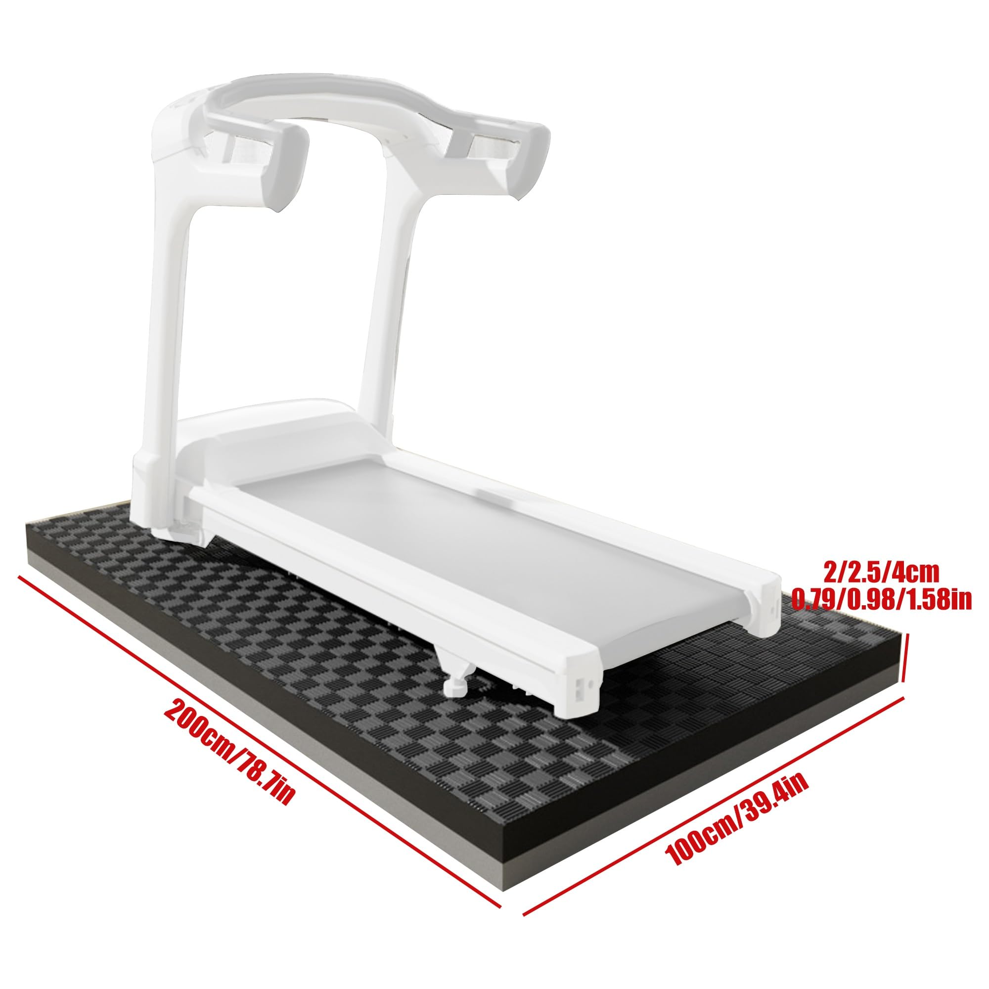 Tapete de ejercicio para cinta de correr, suelo de espuma entrelazado para equipo de ejercicio, entrenador de resistencia, duradero y antideslizante (100 x 200 x 2,5 cm)