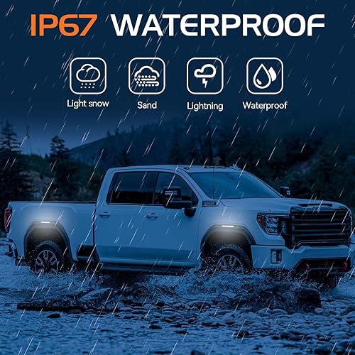 Miniatura 6 de FetonAuto Luces LED dinámicas de posición laterales blancas para camioneta GMC Sierra 2500HD 3500HD 2020 2021 2022 2023 2024, lámpara reflector de