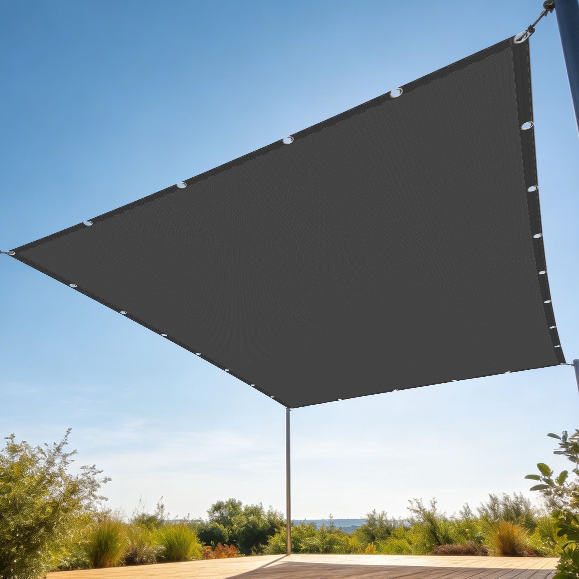 Voiles ombrages rectangulaire 1.6x5m imperméable gris foncé avec cordons