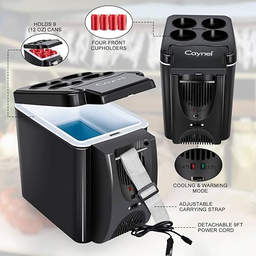 Miniatura 9 de CAYNEL Termoeléctrico personal de 12 V, 6 cuartos de galón, capacidad de 6 litros, calentador eléctrico portátil con 12 V CC, refrigerador pequeño