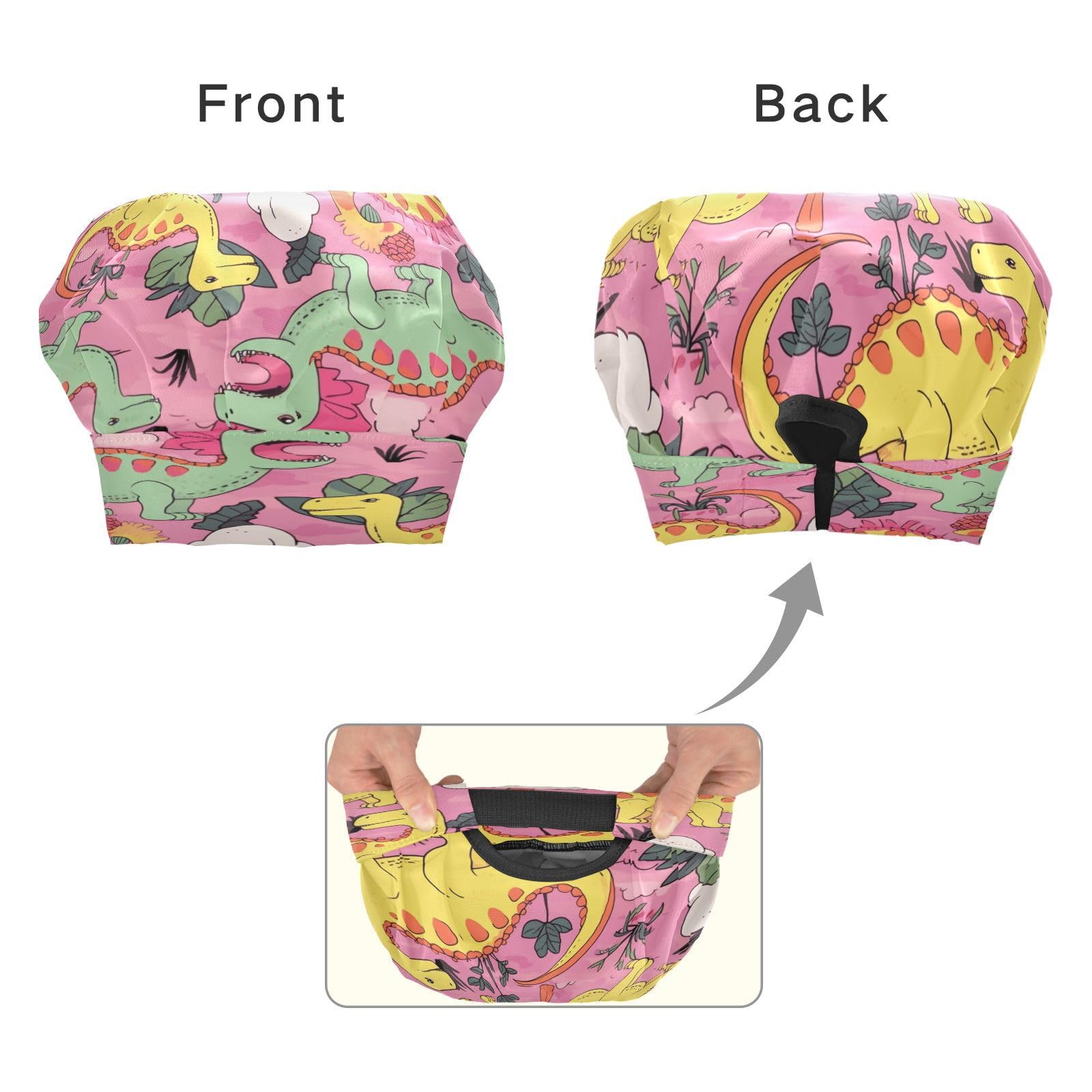 Bulletgxll Cute Dinosaurs Kids Apron and Chef Hat Set Adjustable Bib Aprons with Pockets for Cooking Baking Painting