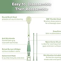 Vista 5 de Haakaa Juego de cepillos de limpieza 5 en 1 – Cepillo para biberones y limpiador de cepillo para biberones, limpieza integral multiusos de 360°